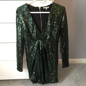Charlotte Russe Mini Long Sleeve Sequin Dress